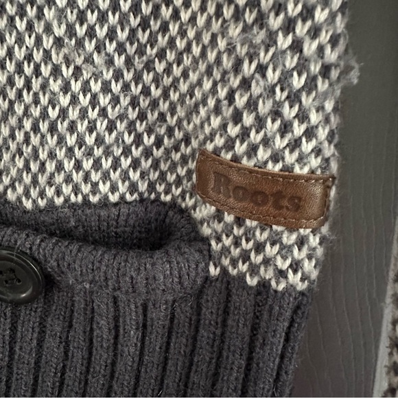 Size S Vintage Roots Wool Blend Grey Heathered Cardigan Sweater - Picture 3 of 6
